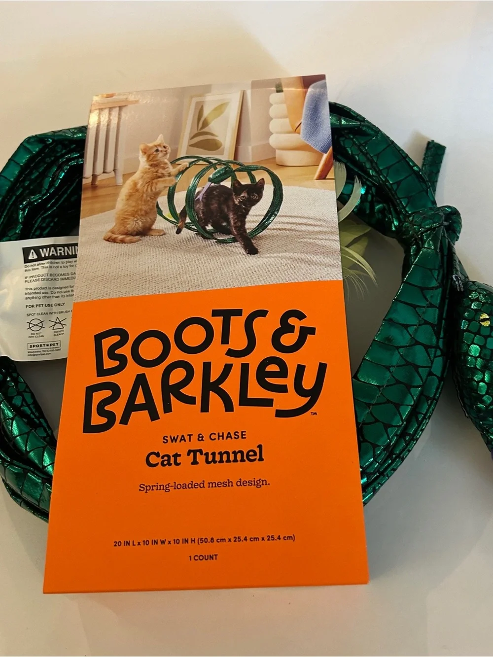 Boots & Barkley Swat & Chase Cat Tunnel green serpent design interactive toy nwt